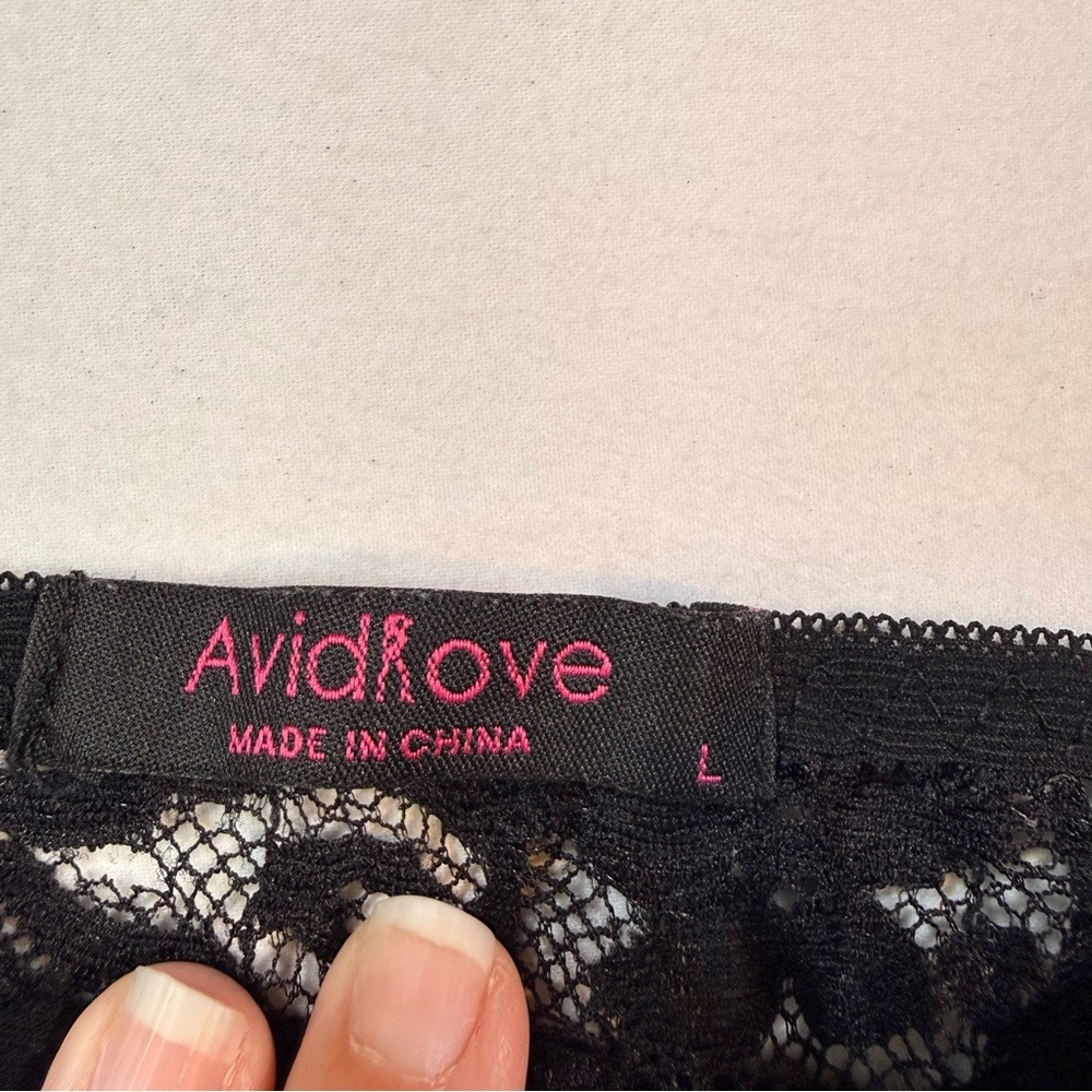 Avidlove Black Lace Trim Chemise Nightgown Adjustable Straps Size Large - Picture 5 of 5